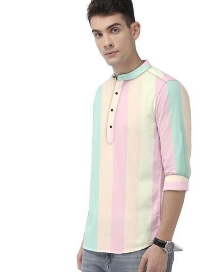 Men's Color Block Spread Collar Casual Shirt