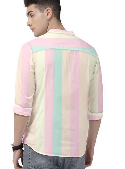Men's Color Block Spread Collar Casual Shirt
