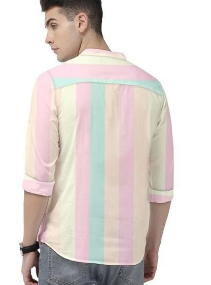 Men's Color Block Spread Collar Casual Shirt
