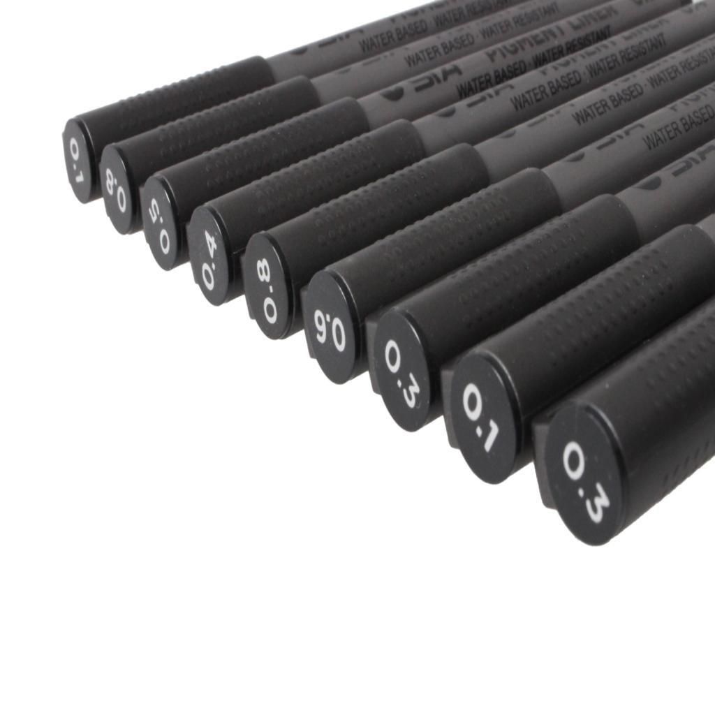 9 Sizes Fine Tip Permanent Marker Pen Sketch Drawing Signature Writing Pen Office School Stationery Crafts