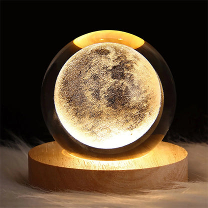 3D Crystal Ball Night Light With Led Wooden Lamp Base Bedside Light Home Decor Christmas Gift Night Lamp - #2